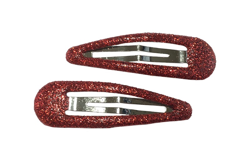 Handig setje van 2 basis peuter kleuter haarspeldjes in glitter rood. 