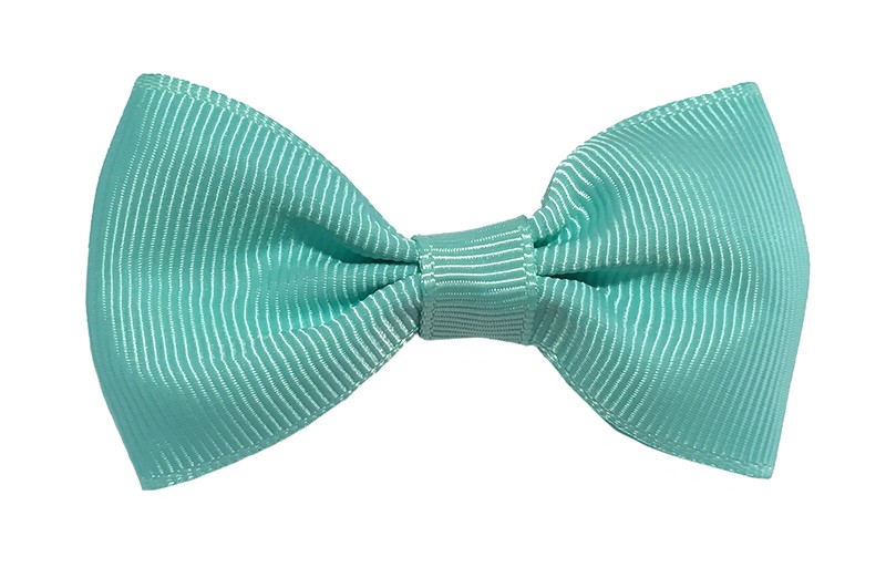 Vrolijk licht groen blauw peuter kleuter meisjes haarstrikje van lint. Op een handig alligator knipje. 