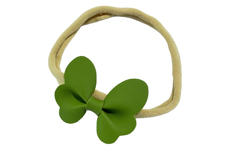 Nylon haarbandje met groen vlindertje