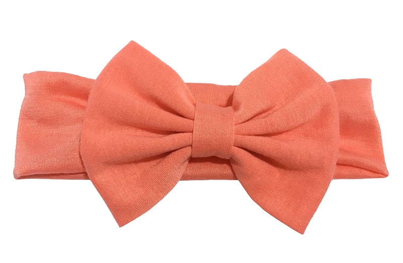 Stoffen haarband strik licht oranje